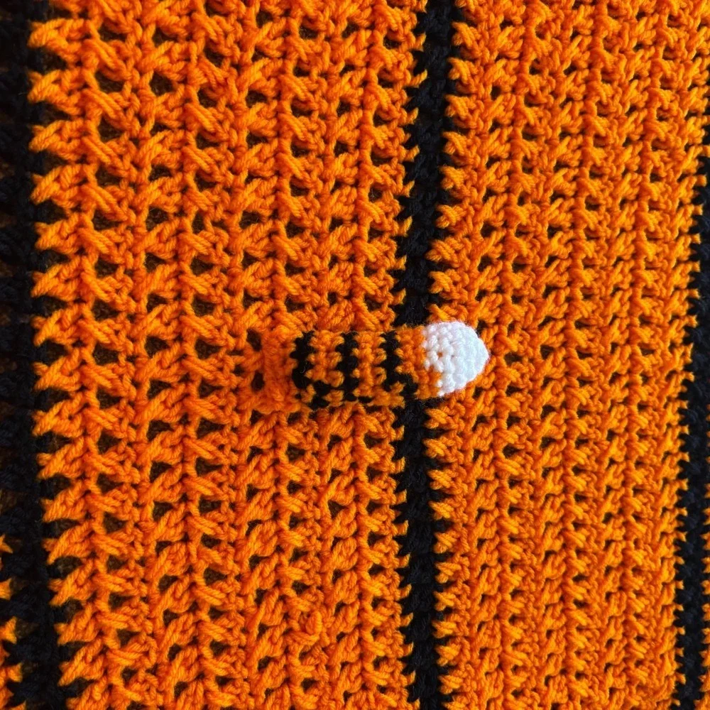 Handmade Crocheted Tiger Baby Blanket Kids Afghan Throw Orange Costume Plush